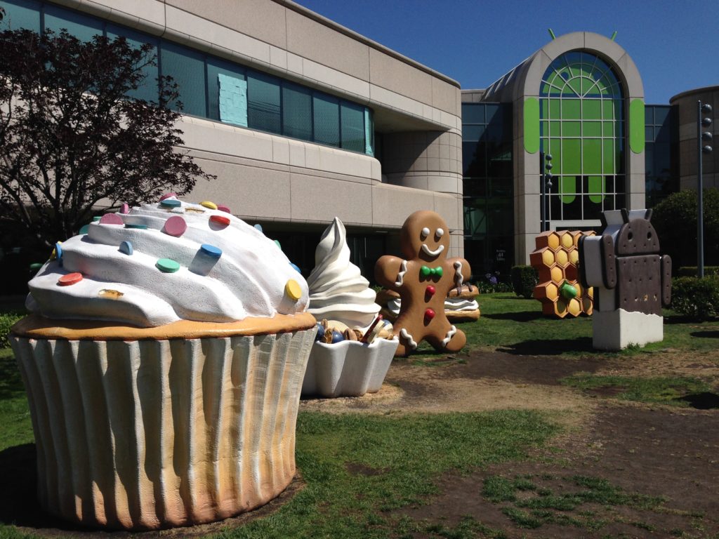 We are Google. This is the Googleplex. The old rules don't apply to us. Also, these cute Android statutes rise at night and suck the innovation out of small companies. Photo by Runner1928.