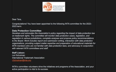 Tara is Asked to Re-Join INTA’s Data Protection Committee